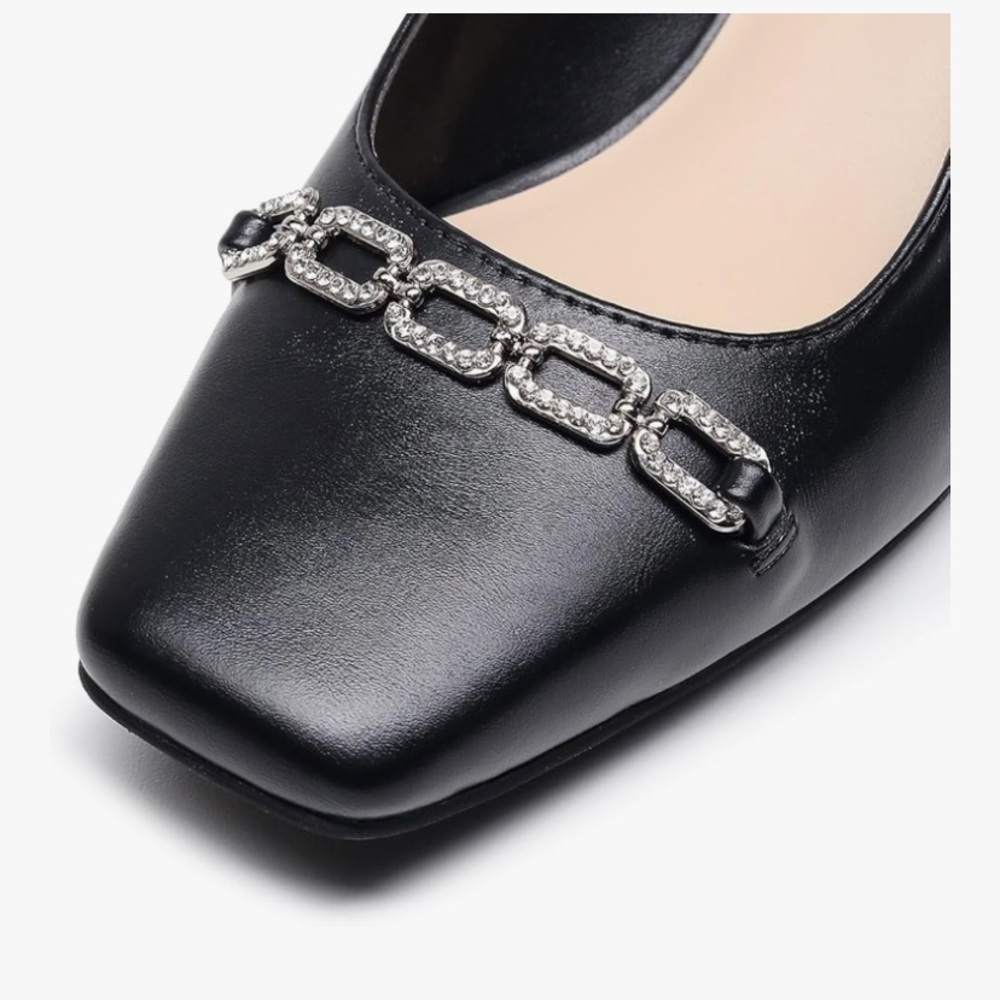 Elegant Black Women's Shoes with Chain Detail